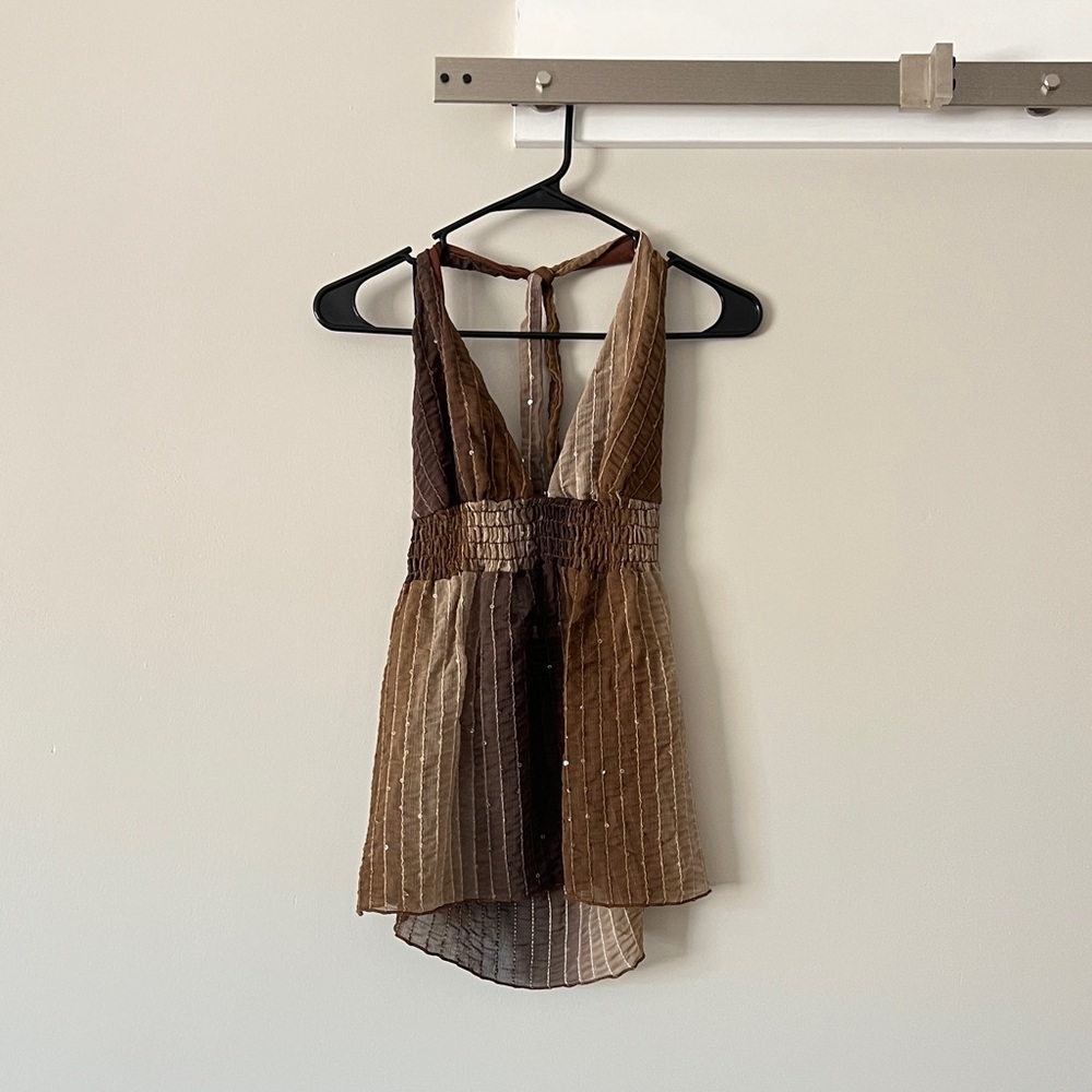 Honey Punch Brown Ombré Halter Top in size Small